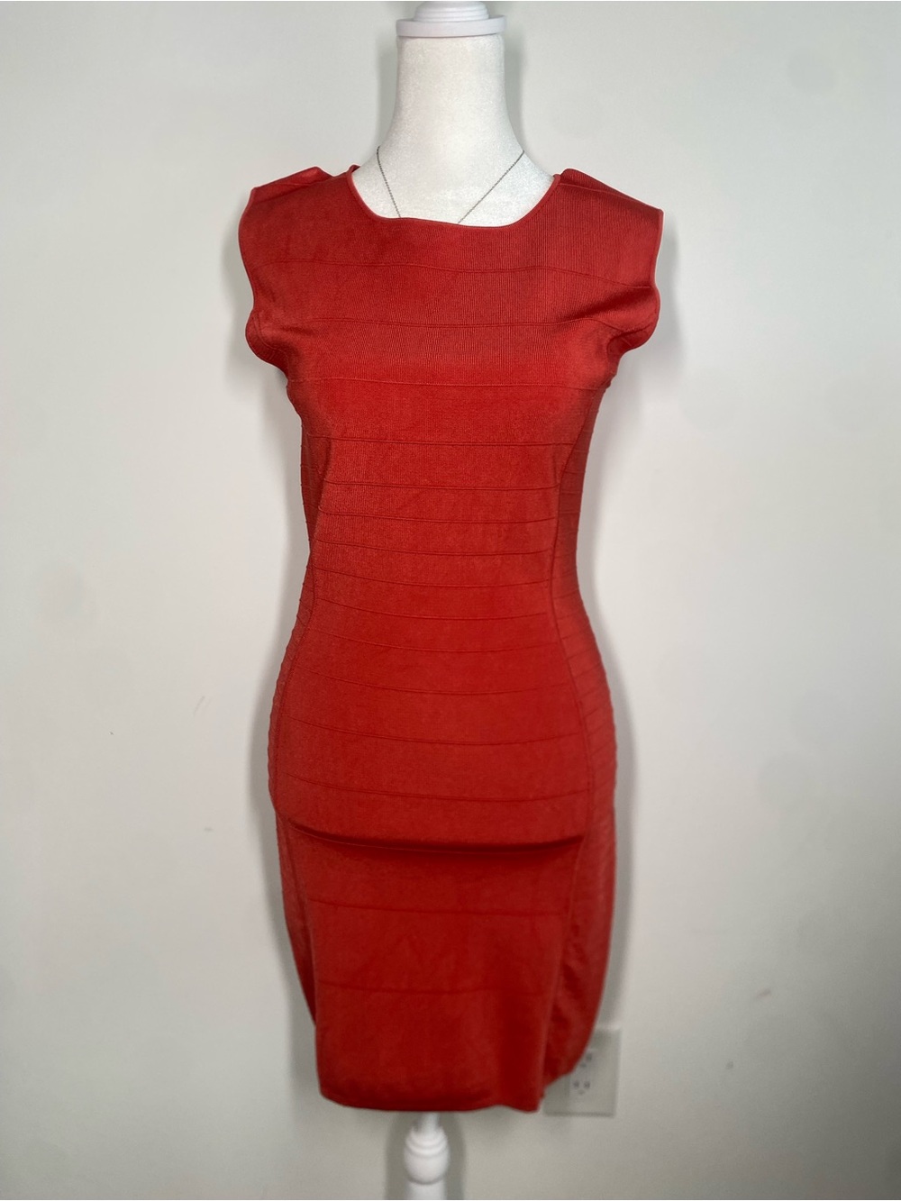 Dalia Collection Burnt Orange Cap-Sleeve Bodycon Dress